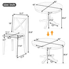 Modern Dining Table Set for 4 with Round Table and 4 Kitchen Room Chairs, 5 Piece Kitchen Table Set for Dining Room