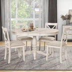 Modern Dining Table Set for 4 with Round Table and 4 Kitchen Room Chairs, 5 Piece Kitchen Table Set for Dining Room