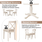 Modern Dining Table Set for 4 with Round Table and 4 Kitchen Room Chairs, 5 Piece Kitchen Table Set for Dining Room