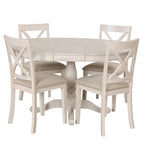 Modern Dining Table Set for 4 with Round Table and 4 Kitchen Room Chairs, 5 Piece Kitchen Table Set for Dining Room