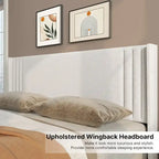 Twin/Full/Queen/King Bed Frame with Wingback Headboard, Upholstered Platform Bed