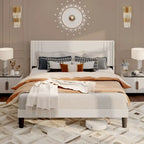 Twin/Full/Queen/King Bed Frame with Wingback Headboard, Upholstered Platform Bed