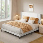 Twin/Full/Queen/King Bed Frame with Wingback Headboard, Upholstered Platform Bed