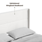 Twin/Full/Queen/King Bed Frame with Wingback Headboard, Upholstered Platform Bed