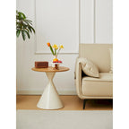 Modern Simple Coffee Table Round Coffee Table with Double Cone Table Frame Carbon Steel Coffee Table Base, for Living Room