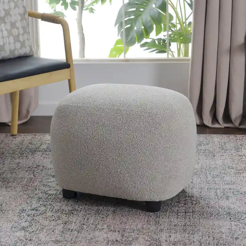 KINWELL 23  Wide Boucle Upholstered Footstool Ottoman Sofa Chair Footrest