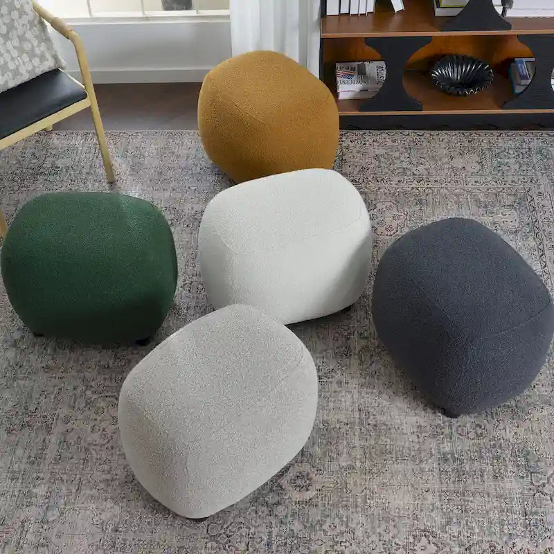 KINWELL 23  Wide Boucle Upholstered Footstool Ottoman Sofa Chair Footrest