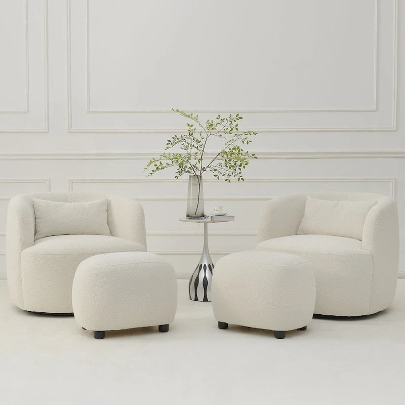 KINWELL 23  Wide Boucle Upholstered Footstool Ottoman Sofa Chair Footrest