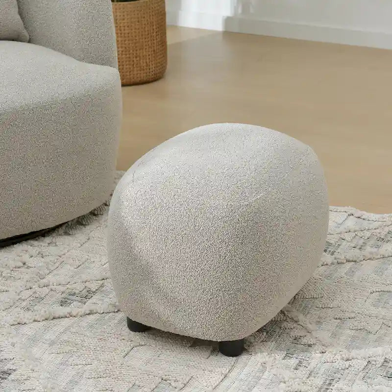 KINWELL 23  Wide Boucle Upholstered Footstool Ottoman Sofa Chair Footrest