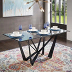 Marfa 69 Black Metal Gray Glass 6-person Dining Table by iNSPIRE Q Modern