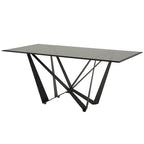 Marfa 69 Black Metal Gray Glass 6-person Dining Table by iNSPIRE Q Modern