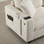 140 Corduroy U-Shaped Modular Sectional Sofa with Storage Ottoman & Console,and USB Charger, Cup Holders & 30 Wide Seats