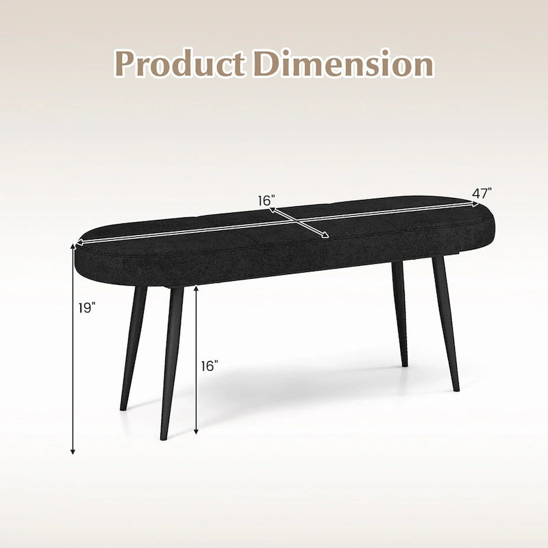 Gymax 47 Upholstered Entryway Bench w/ Padded Seat & Heavy-duty