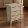 Rena End Table with 3 Drawers, 19 Inch Distressed Brown Mahogany Wood