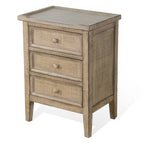 Rena End Table with 3 Drawers, 19 Inch Distressed Brown Mahogany Wood