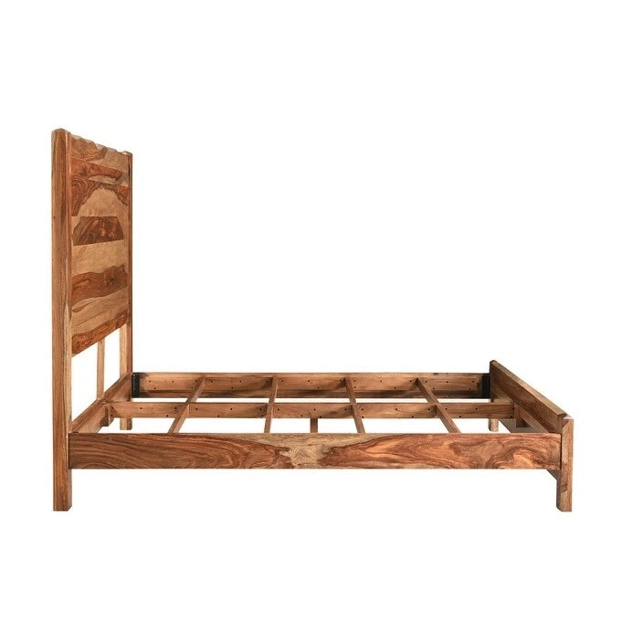 HomeRoots Brown Live Edge Solid Wood King Bed Frame