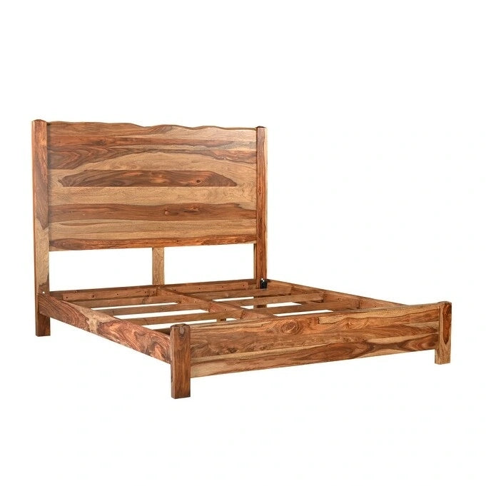 HomeRoots Brown Live Edge Solid Wood King Bed Frame