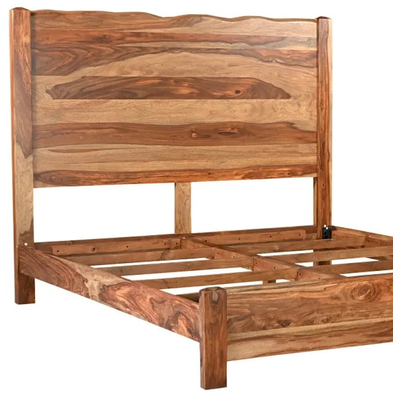 HomeRoots Brown Live Edge Solid Wood King Bed Frame