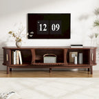 Modern Dark Brown TV Stand for 75  TVs,Solid Wood TV Console with Storage Cabinet,Entertainment Center