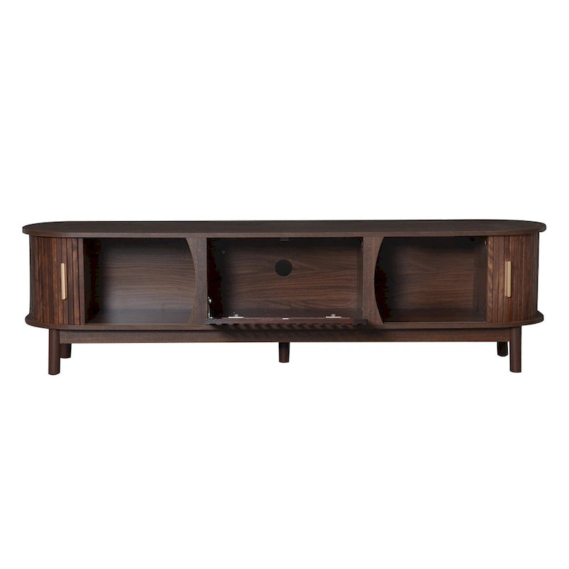 Modern Dark Brown TV Stand for 75  TVs,Solid Wood TV Console with Storage Cabinet,Entertainment Center