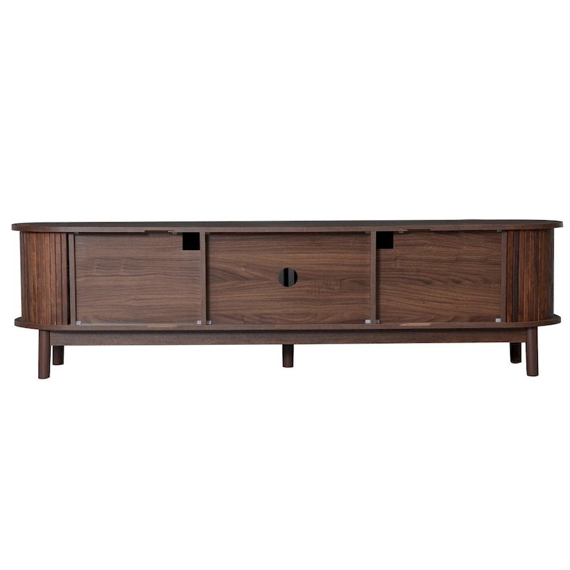 Modern Dark Brown TV Stand for 75  TVs,Solid Wood TV Console with Storage Cabinet,Entertainment Center