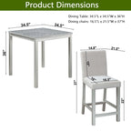 5 Pcs Counter Height Dining Table Set, Wooden Diningroom Furniture Set with Square Table and 4 Upholstered Chairs