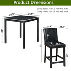 5 Pcs Counter Height Dining Table Set, Wooden Diningroom Furniture Set with Square Table and 4 Upholstered Chairs