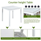 5 Pcs Counter Height Dining Table Set, Wooden Diningroom Furniture Set with Square Table and 4 Upholstered Chairs