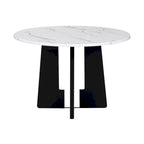 5 Piece Kitchen Table and Chairs Set, 4 People Round Dining Table Set, 4 Upholstered Chairs with Rubber Wood Legs