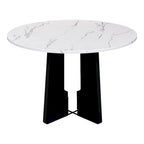 5 Piece Kitchen Table and Chairs Set, 4 People Round Dining Table Set, 4 Upholstered Chairs with Rubber Wood Legs