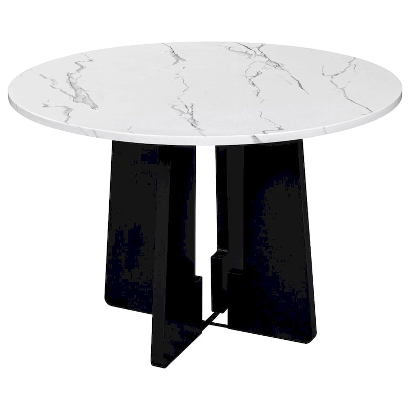 5 Piece Kitchen Table and Chairs Set, 4 People Round Dining Table Set, 4 Upholstered Chairs with Rubber Wood Legs