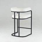 Fabric Upholstered Bar Stools Set of 2, Counter Height Bar Stools with Barrel Back, Dining Chair with Metal Frame and Arms