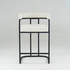 Fabric Upholstered Bar Stools Set of 2, Counter Height Bar Stools with Barrel Back, Dining Chair with Metal Frame and Arms