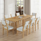 9-Pcs Extendable Dining Table Set, Kitchen Table and Chair Set with Rectangular Table and 8 Upholstered Dining Chairs