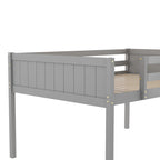 Full Size Wood Low Loft Bed with Removable Ladder, Wooden Bed Frame