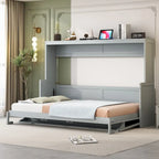 Queen/Full Size Murphy Bed with Hydraulic Lift & Desk Design