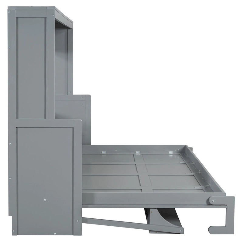 Queen/Full Size Murphy Bed with Hydraulic Lift & Desk Design