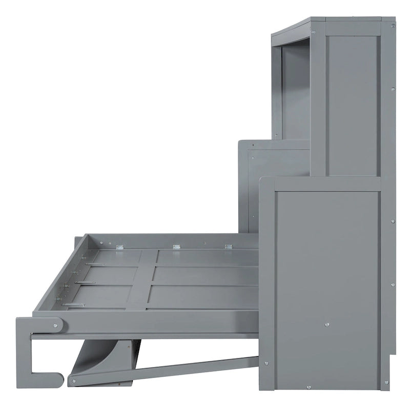 Queen/Full Size Murphy Bed with Hydraulic Lift & Desk Design