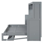 Queen/Full Size Murphy Bed with Hydraulic Lift & Desk Design