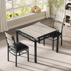 Dining Table Set, Wood Kitchen Table with Upholstered Chairs