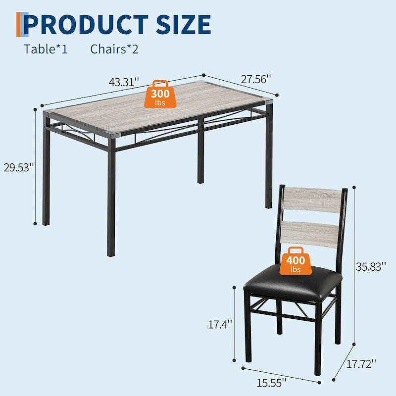 Dining Table Set, Wood Kitchen Table with Upholstered Chairs