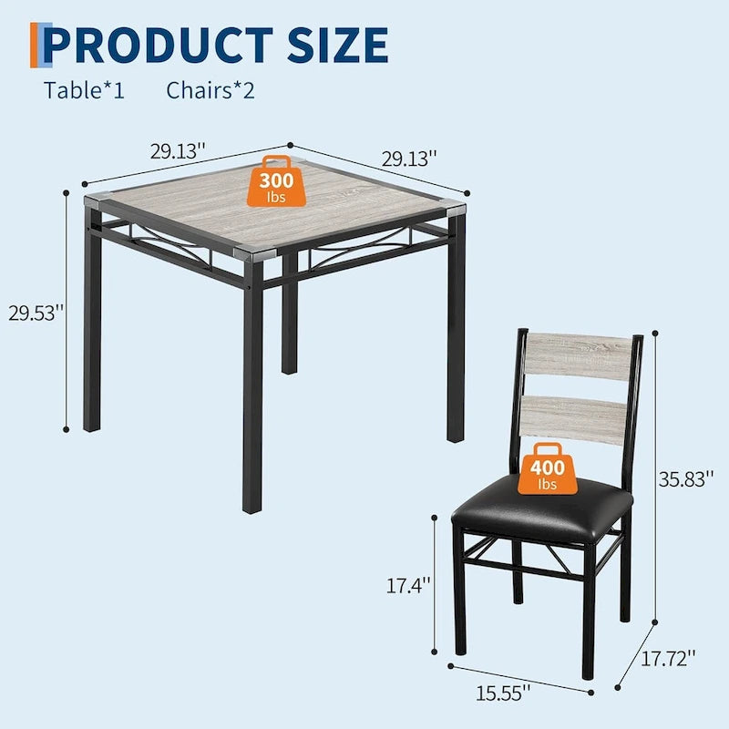 Dining Table Set, Wood Kitchen Table with Upholstered Chairs