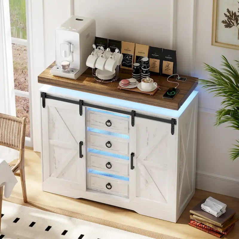 5 Drawer Accent Cabinet With Led Light - N/A