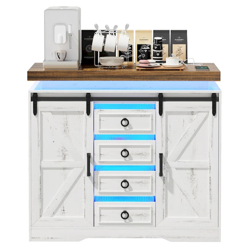 5 Drawer Accent Cabinet With Led Light - N/A