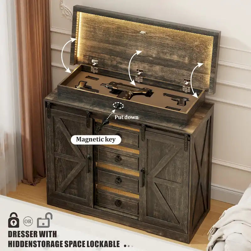 5 Drawer Accent Cabinet With Led Light - N/A