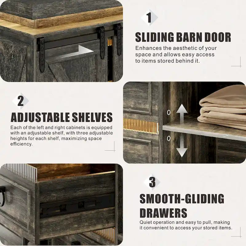 5 Drawer Accent Cabinet With Led Light - N/A