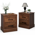Gymax Set of 2 Drawer Nightstand Bedside Table Compact Sofa End Table