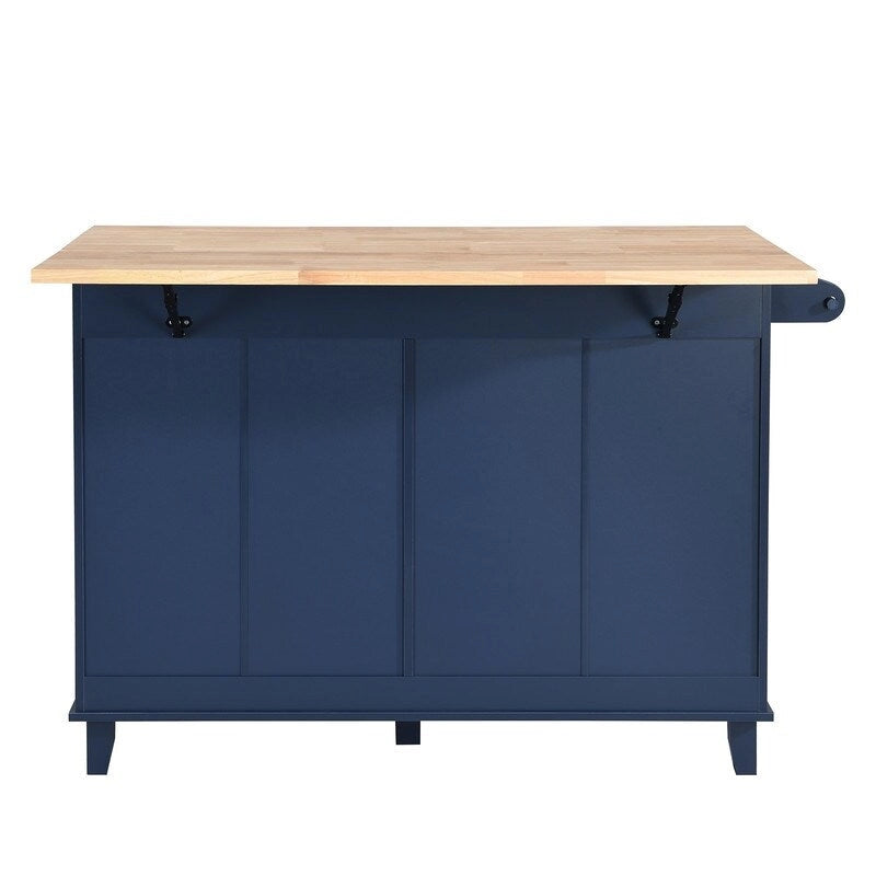 Farmhouse-Style Kitchen Island Set with Drop-Leaf Table, Two Seats, Storage Cabinet, Drawers, and Towel Rack