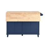 Farmhouse-Style Kitchen Island Set with Drop-Leaf Table, Two Seats, Storage Cabinet, Drawers, and Towel Rack