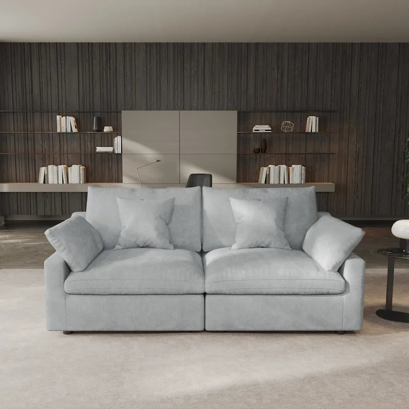 Modern Comfy Linen Sectional Sofa Down Filled Cloud Couch, Loveseat for Apartment